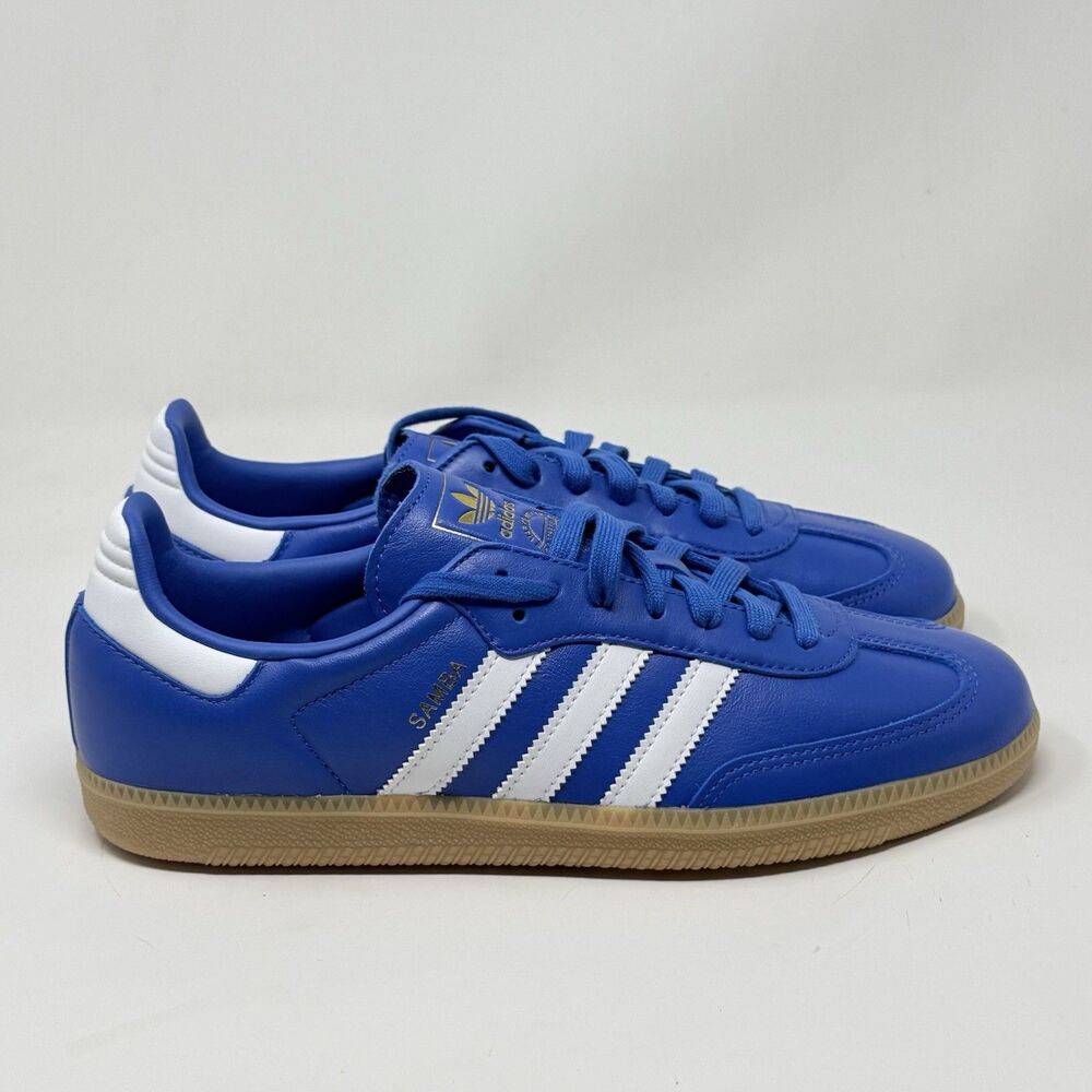 Adidas Samba OG Sneakers Mens 9 Royal Blue Leather Gum Soles Soccer Skate Shoes